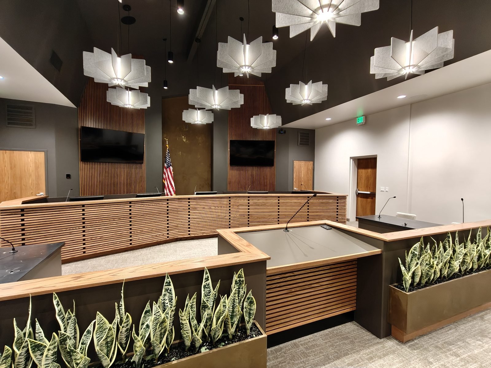 Virgin Town Hall council chamber with mounted displays